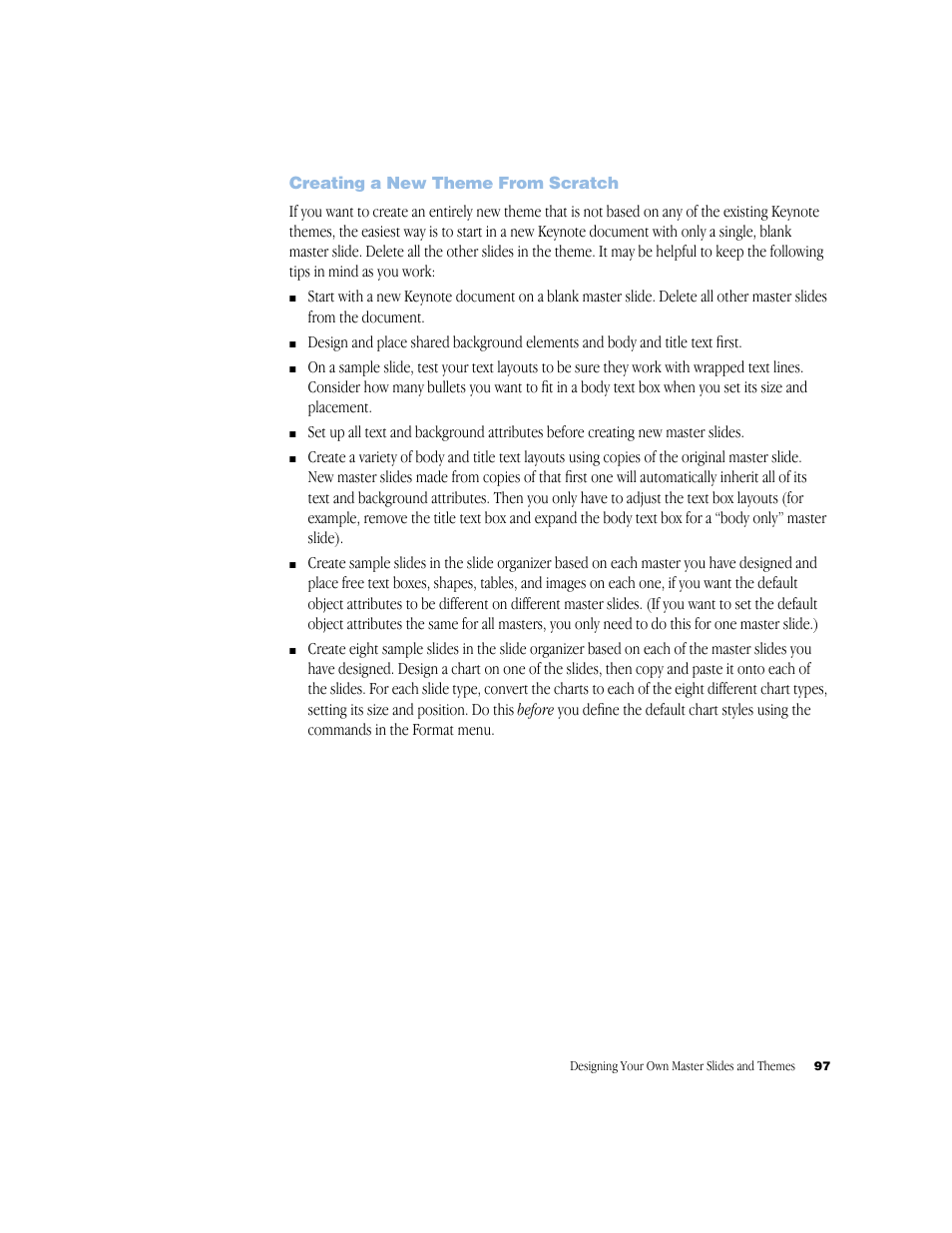 Creating a new theme from scratch, Creating a new theme from scratch 97 | Apple Keynote 1 User Manual | Page 98 / 100