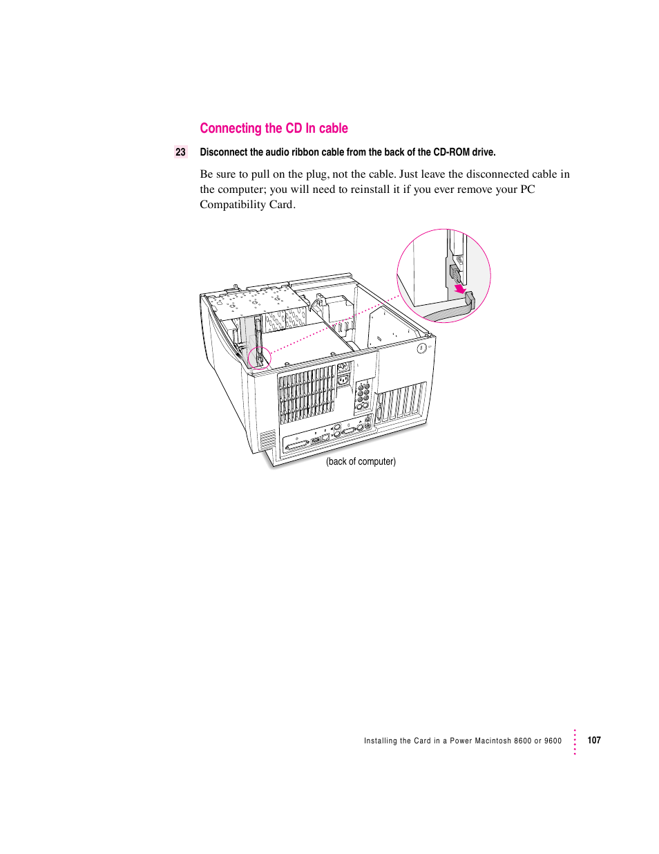 Connecting the cd in cable | Apple PC Compatibility Card User Manual | Page 107 / 338