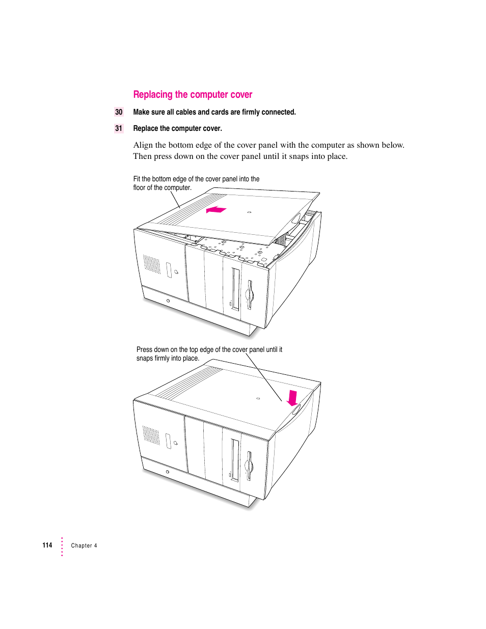 Replacing the computer cover | Apple PC Compatibility Card User Manual | Page 114 / 338