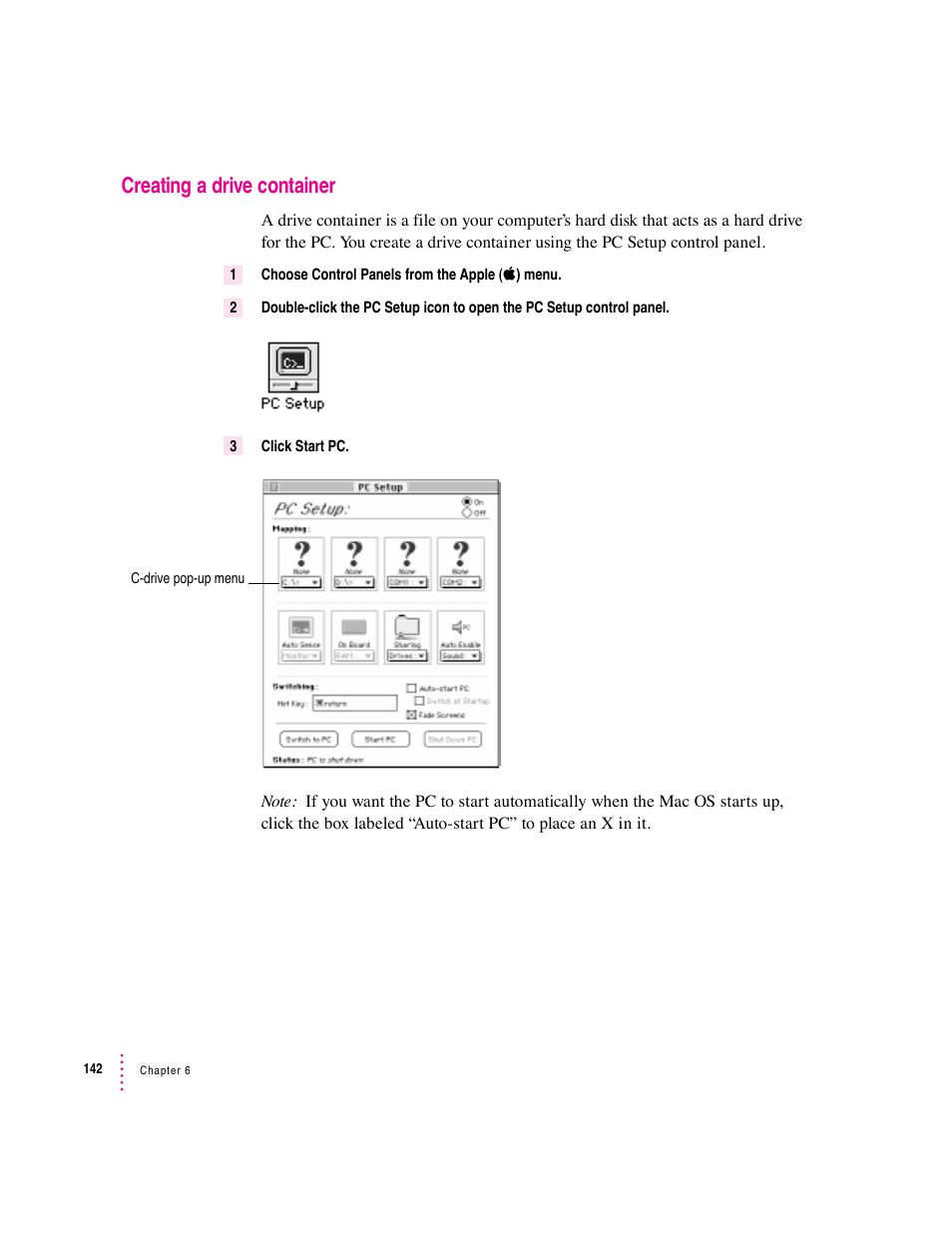 Creating a drive container | Apple PC Compatibility Card User Manual | Page 142 / 338