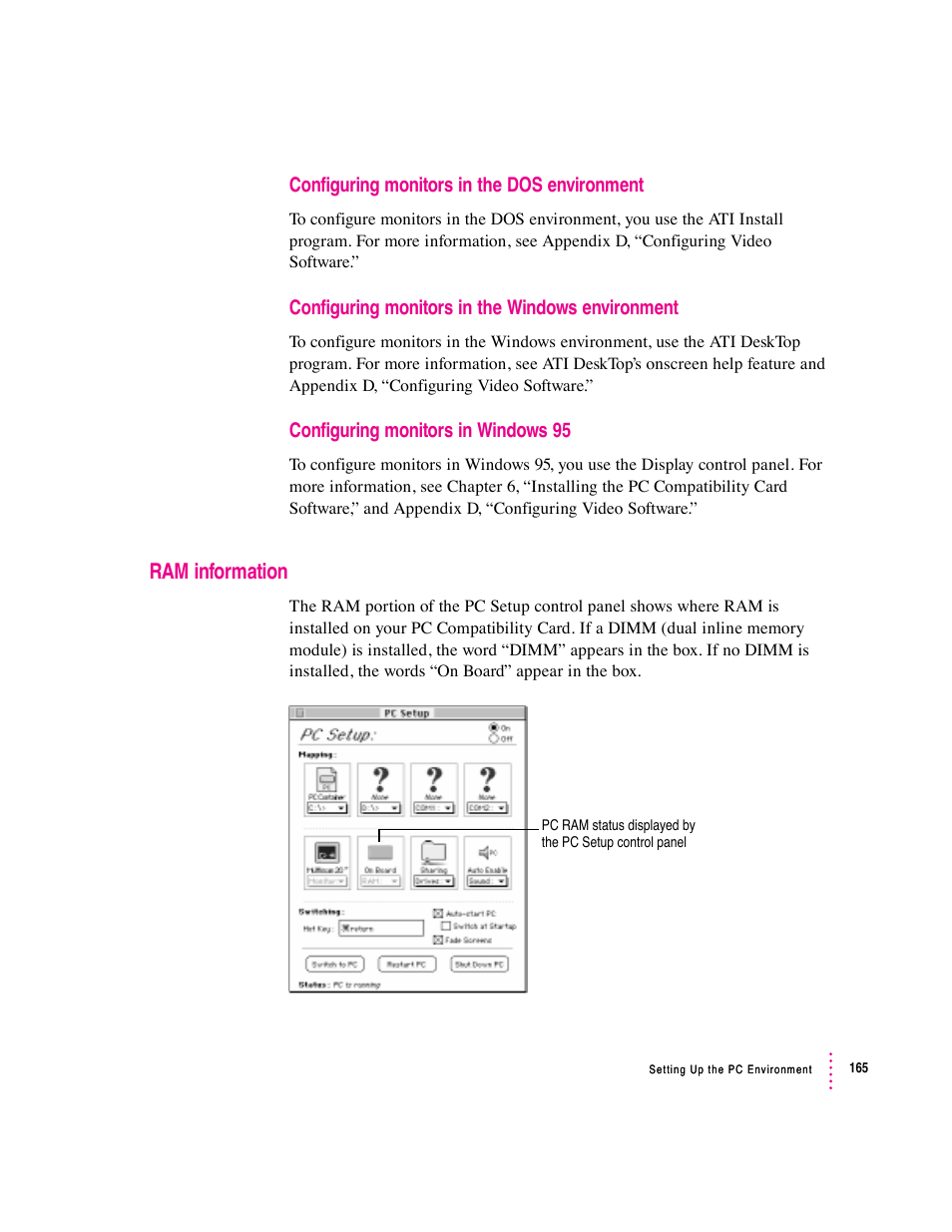 Ram information | Apple PC Compatibility Card User Manual | Page 165 / 338