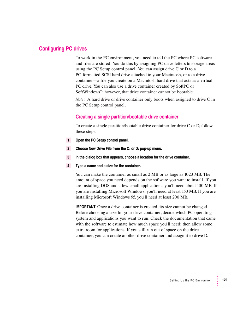 Configuring pc drives | Apple PC Compatibility Card User Manual | Page 179 / 338