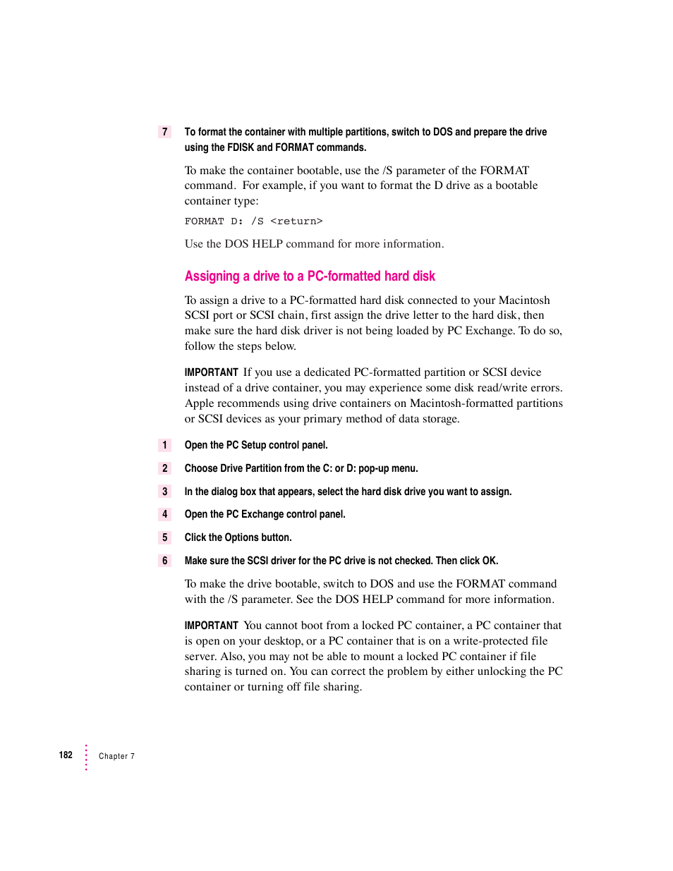 Assigning a drive to a pc-formatted hard disk | Apple PC Compatibility Card User Manual | Page 182 / 338