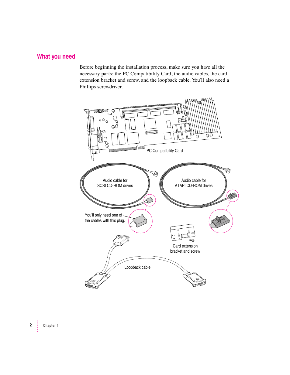 What you need | Apple PC Compatibility Card User Manual | Page 2 / 338