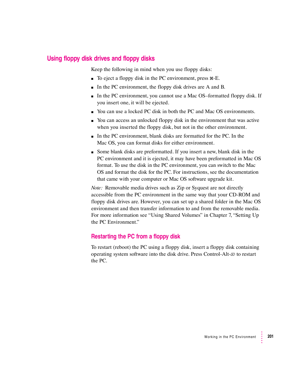 Using floppy disk drives and floppy disks | Apple PC Compatibility Card User Manual | Page 201 / 338