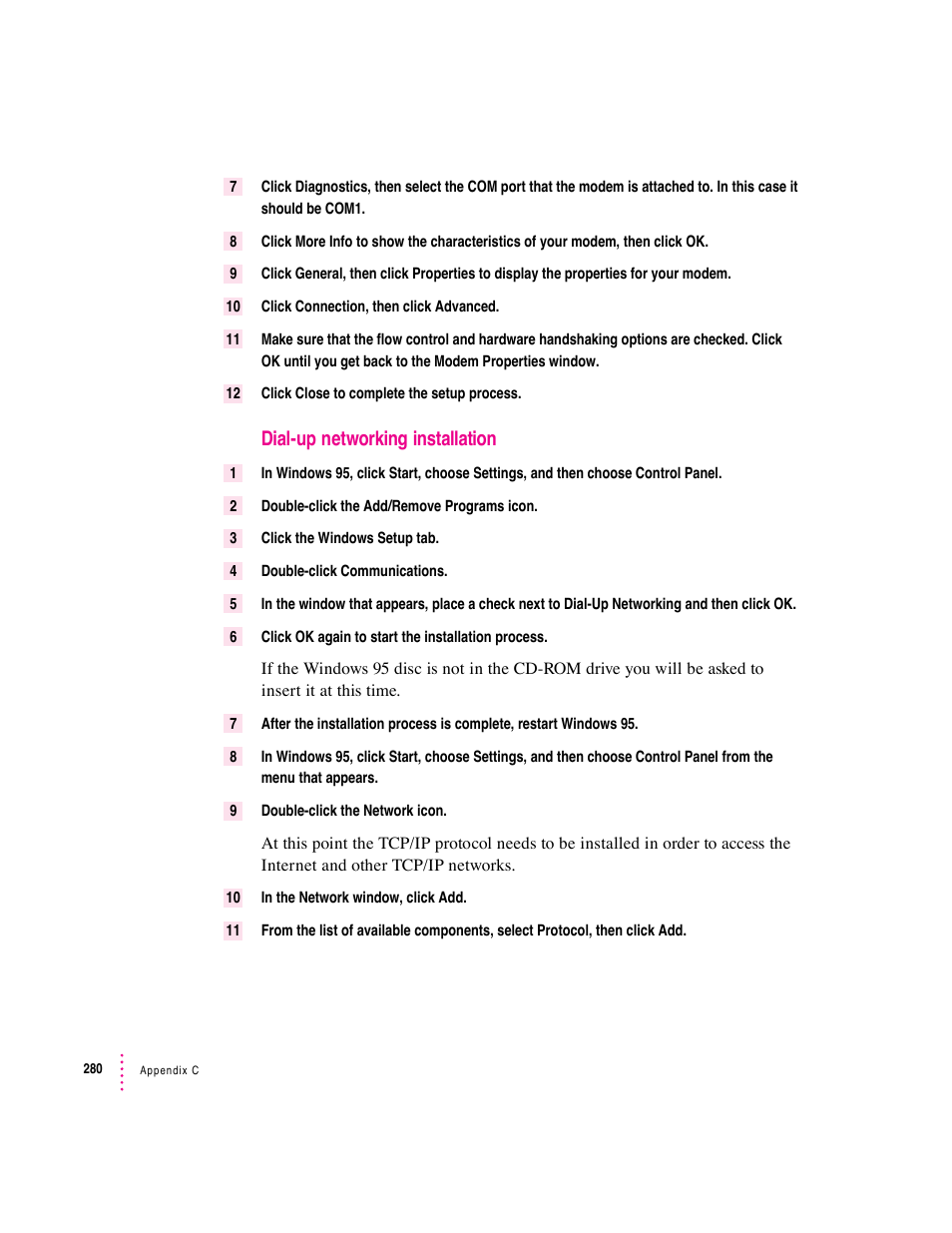 Dial-up networking installation | Apple PC Compatibility Card User Manual | Page 280 / 338