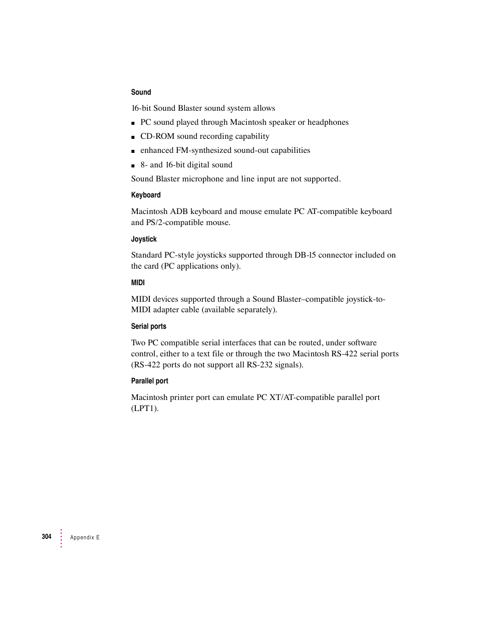 Apple PC Compatibility Card User Manual | Page 304 / 338