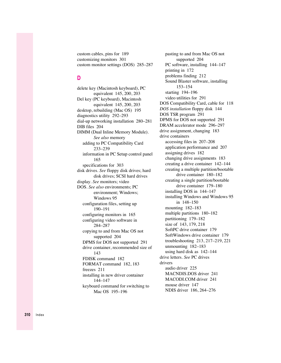 Apple PC Compatibility Card User Manual | Page 310 / 338