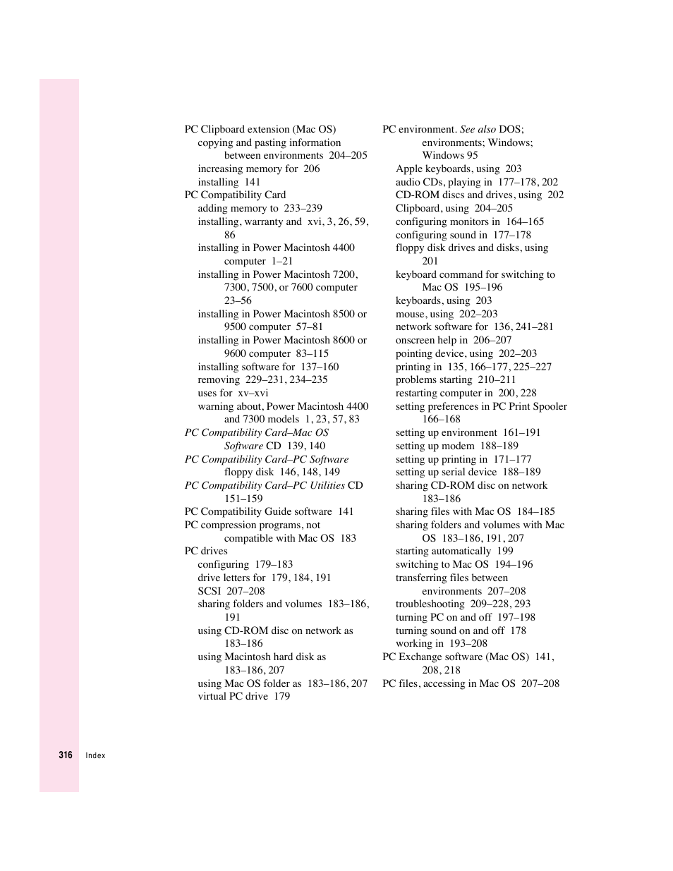 Apple PC Compatibility Card User Manual | Page 316 / 338