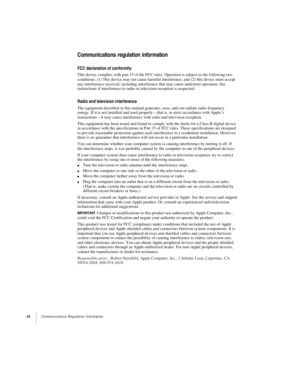 Communications regulation information | Apple PC Compatibility Card User Manual | Page 334 / 338