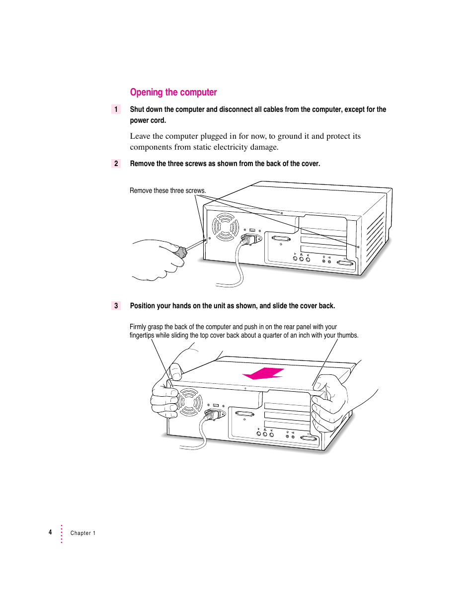 Opening the computer | Apple PC Compatibility Card User Manual | Page 4 / 338