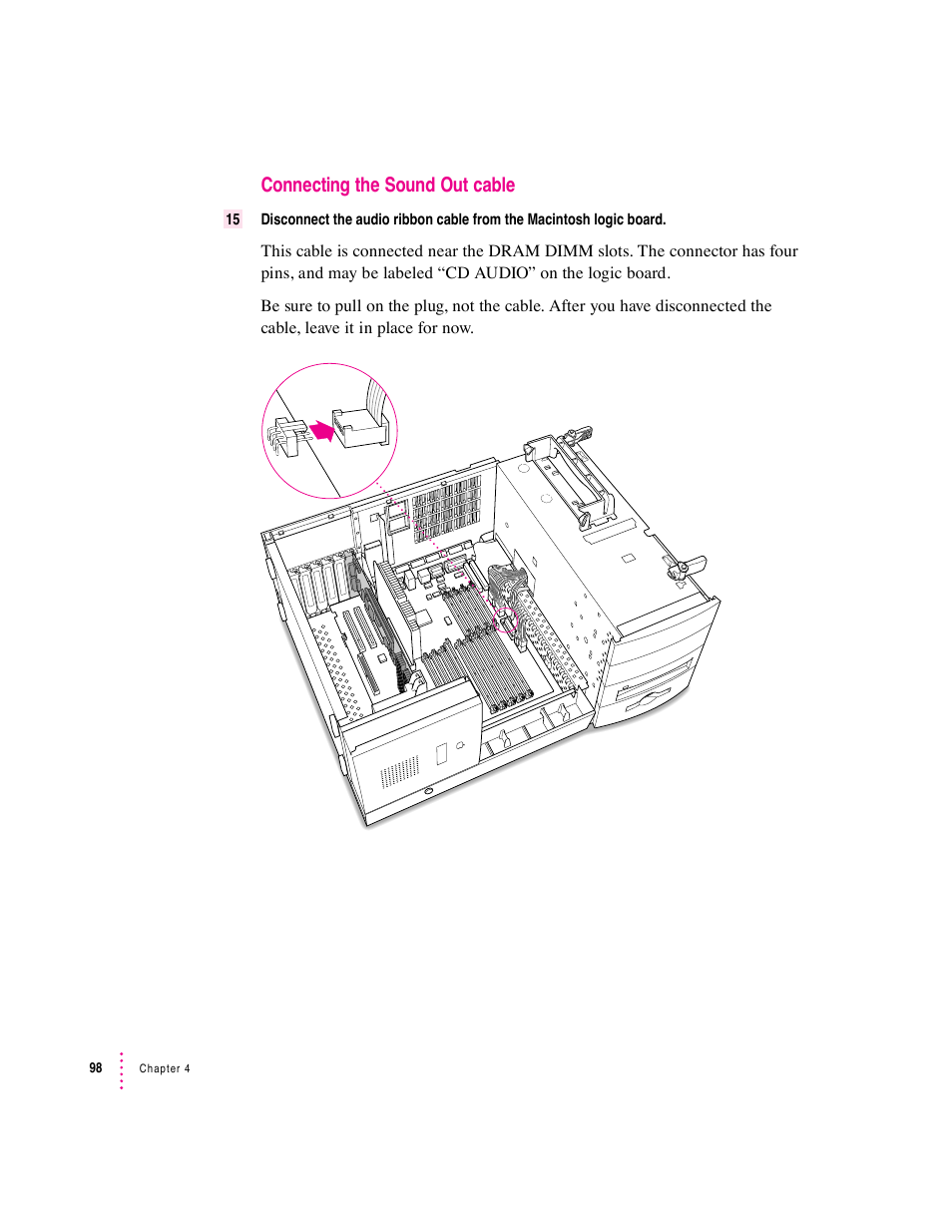 Connecting the sound out cable | Apple PC Compatibility Card User Manual | Page 98 / 338