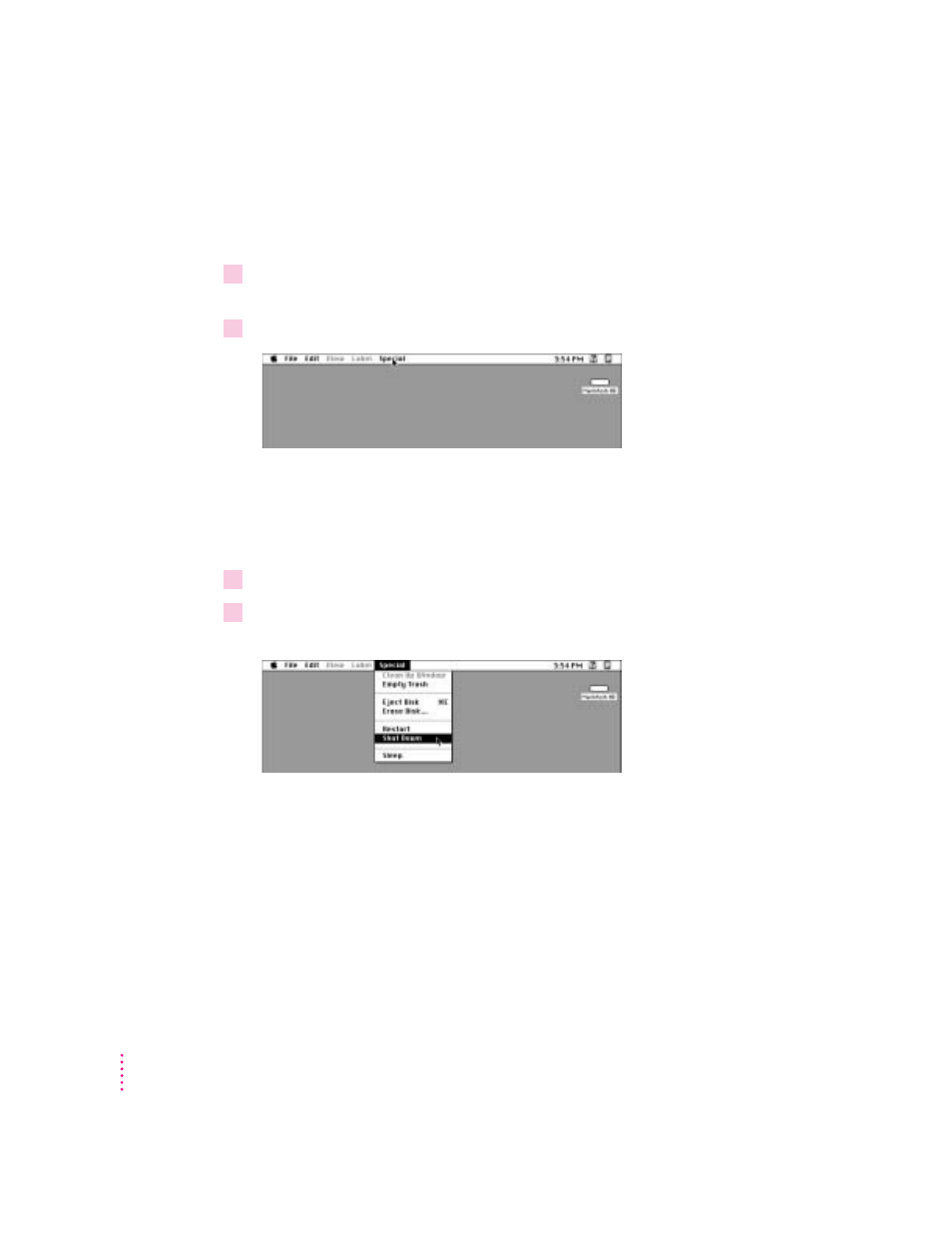 Using the shut down command | Apple Power Macintosh 8500/150 Series User Manual | Page 22 / 180