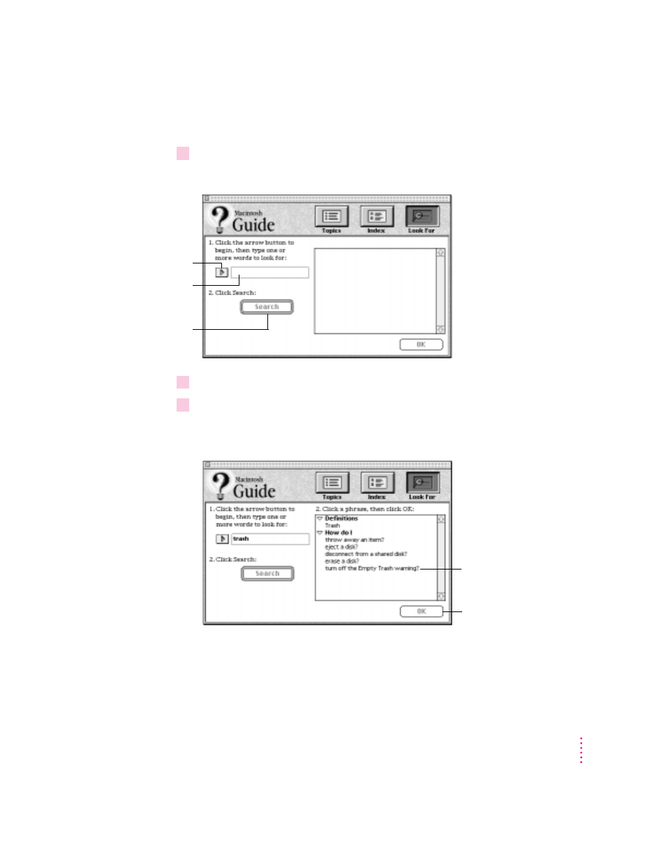 Getting answers with the look for button | Apple Power Macintosh 8500/150 Series User Manual | Page 33 / 180