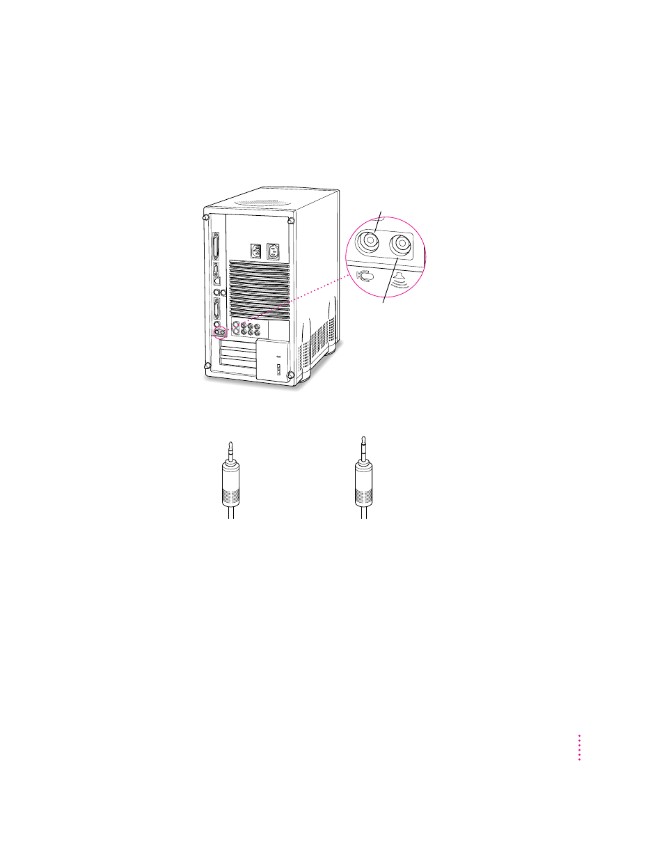 About your computer’s sound ports | Apple Power Macintosh 8500/150 Series User Manual | Page 43 / 180