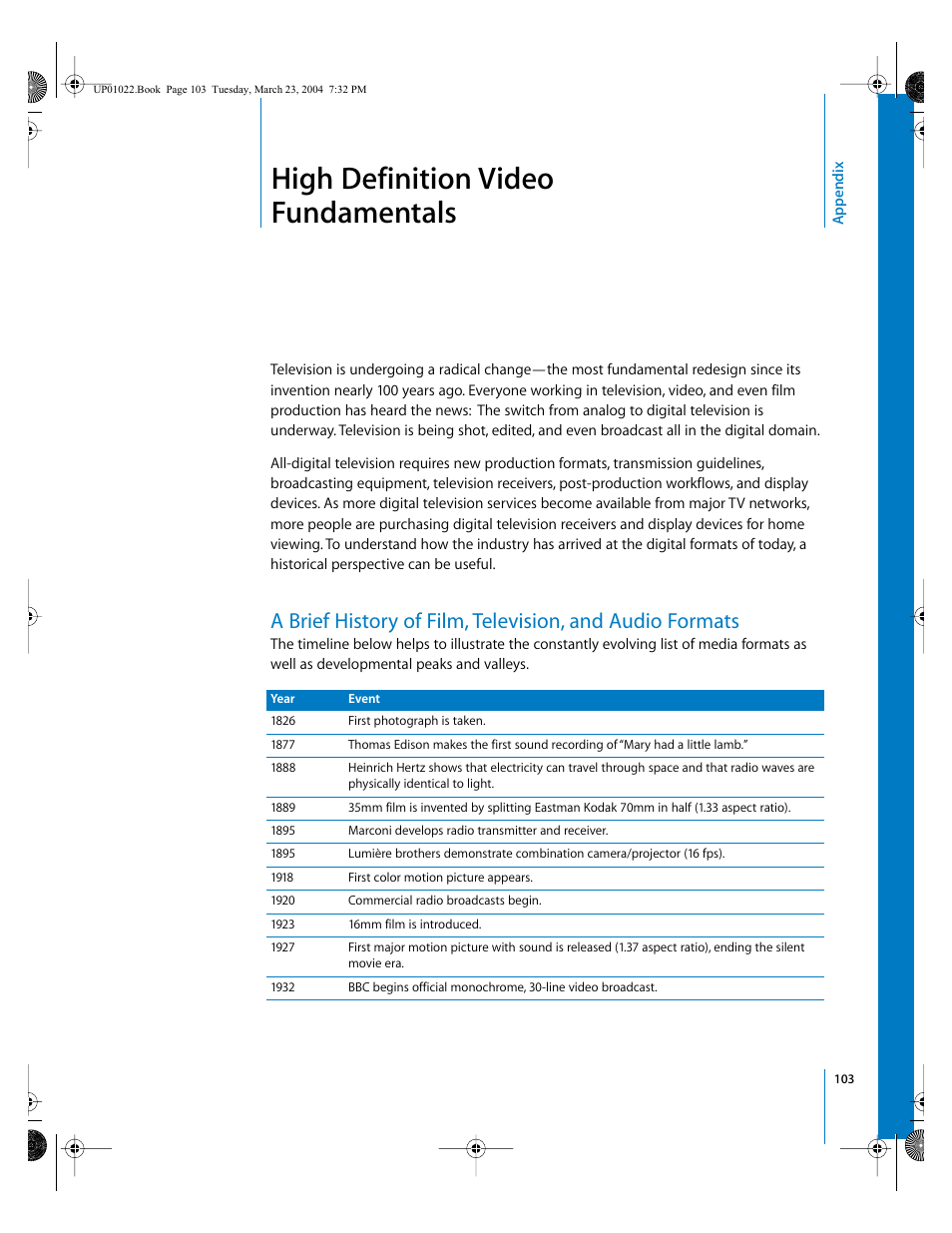High definition video fundamentals, Appendix, High | Definition video fundamentals | Apple Final Cut Pro HD (4.5): New Features User Manual | Page 103 / 125