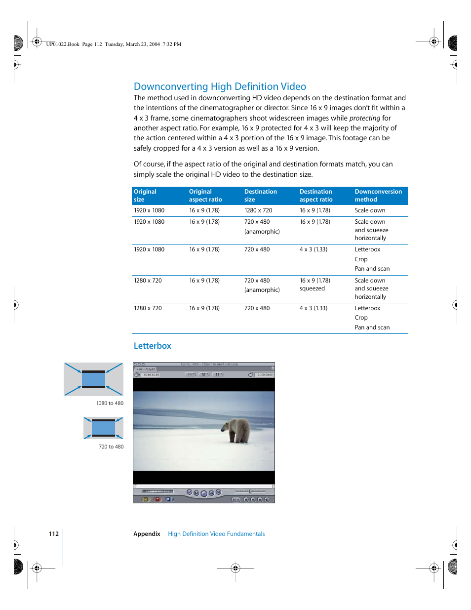 Downconverting high definition video, Letterbox | Apple Final Cut Pro HD (4.5): New Features User Manual | Page 112 / 125