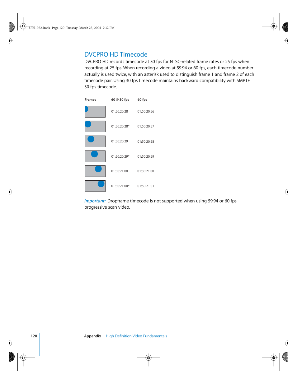Dvcpro hd timecode | Apple Final Cut Pro HD (4.5): New Features User Manual | Page 120 / 125
