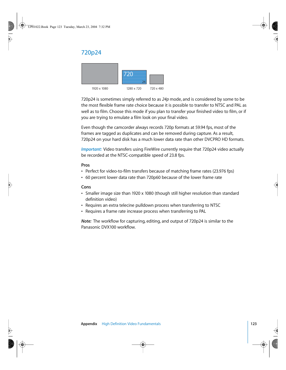 720p24 | Apple Final Cut Pro HD (4.5): New Features User Manual | Page 123 / 125