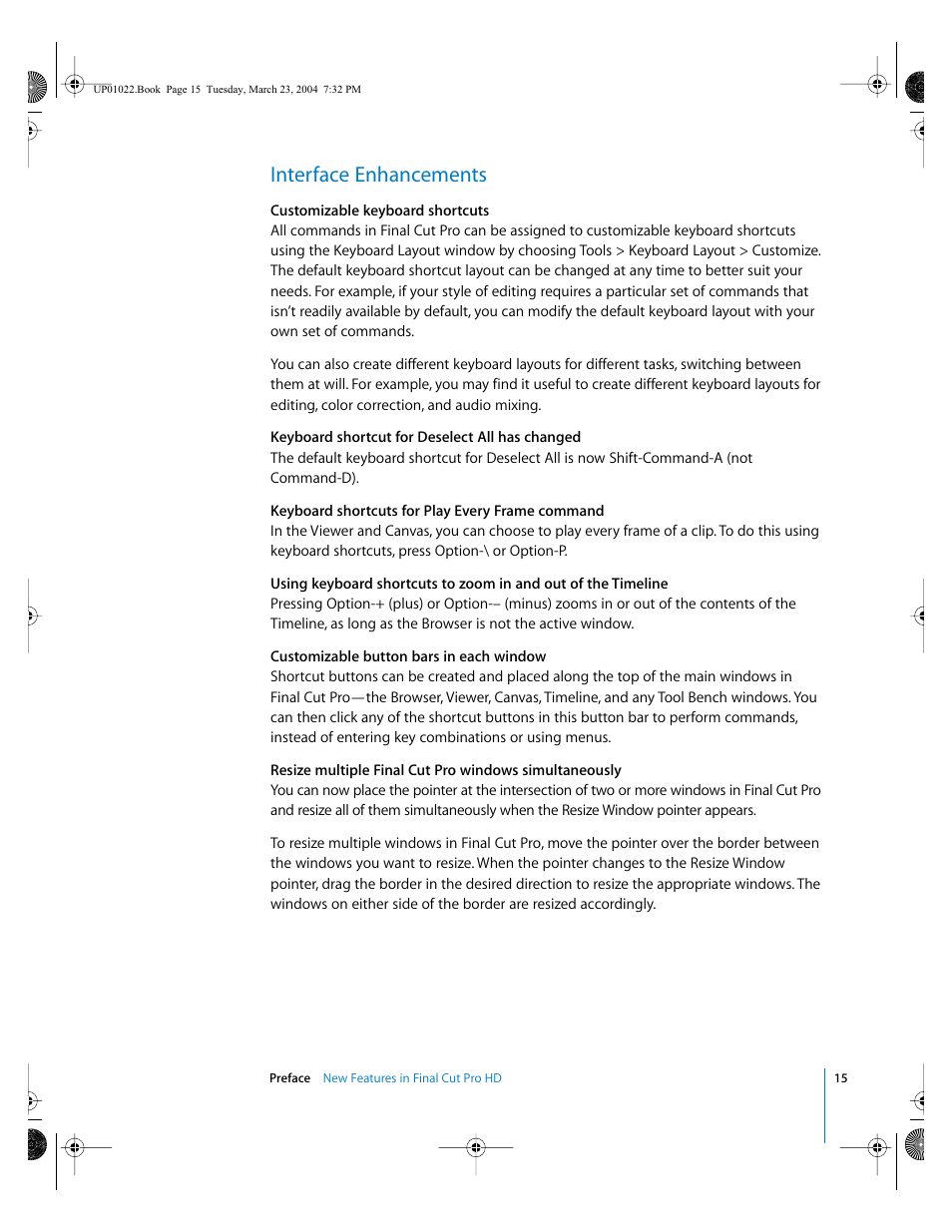 Interface enhancements | Apple Final Cut Pro HD (4.5): New Features User Manual | Page 15 / 125