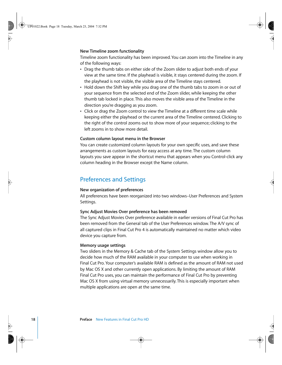 Preferences and settings | Apple Final Cut Pro HD (4.5): New Features User Manual | Page 18 / 125