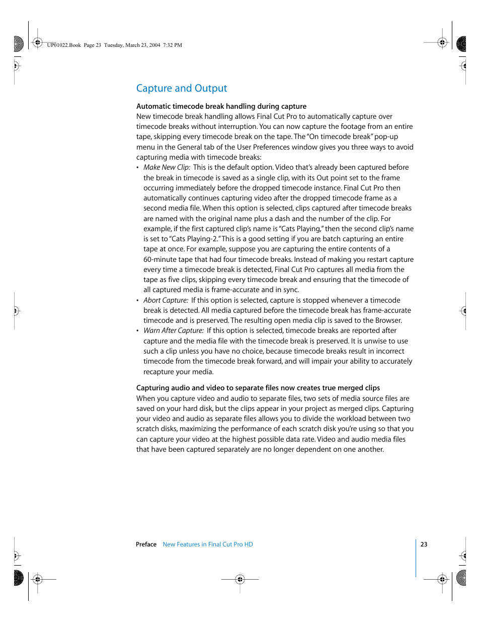 Capture and output | Apple Final Cut Pro HD (4.5): New Features User Manual | Page 23 / 125