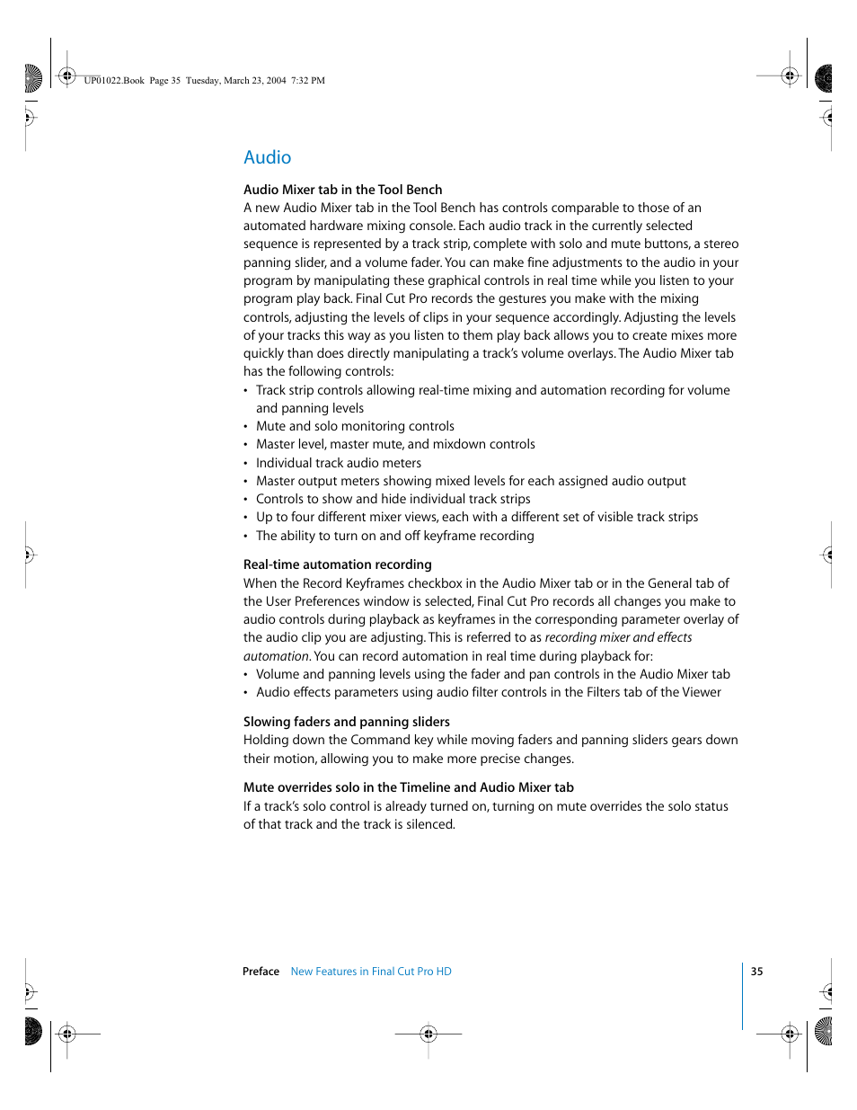 Audio | Apple Final Cut Pro HD (4.5): New Features User Manual | Page 35 / 125