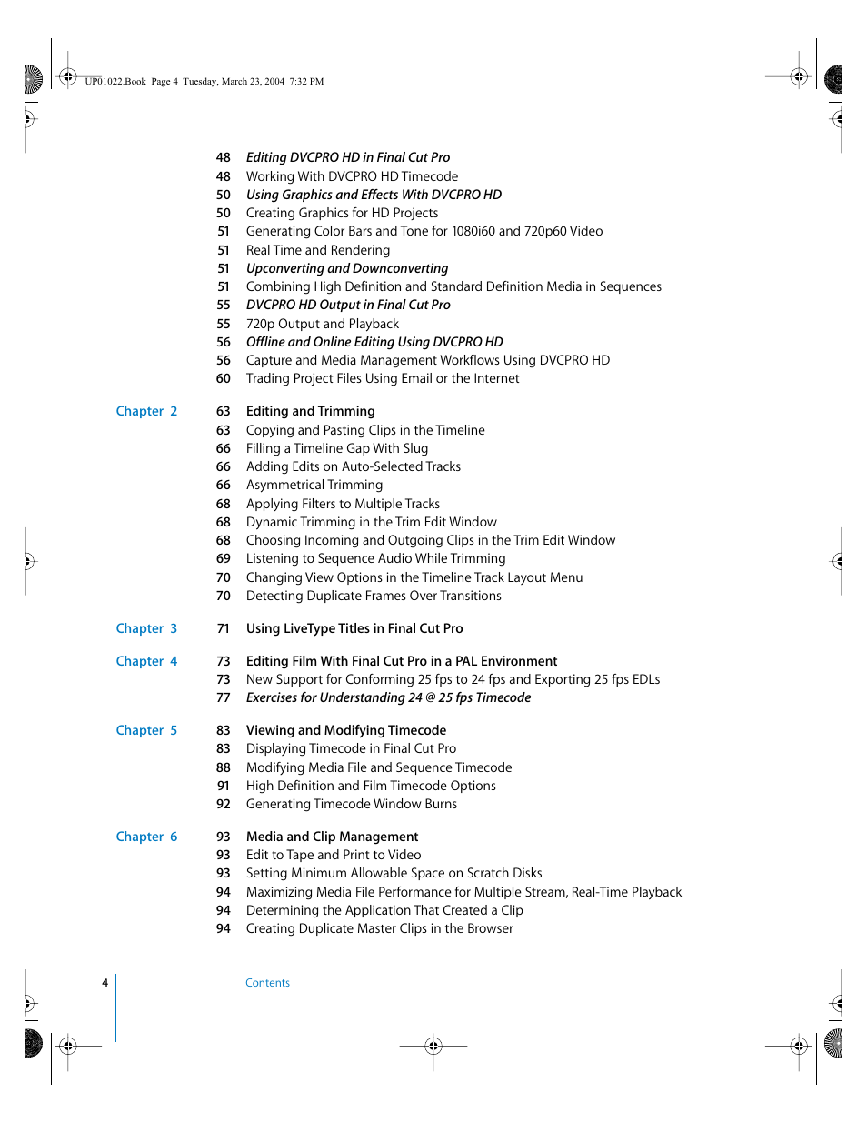 Apple Final Cut Pro HD (4.5): New Features User Manual | Page 4 / 125