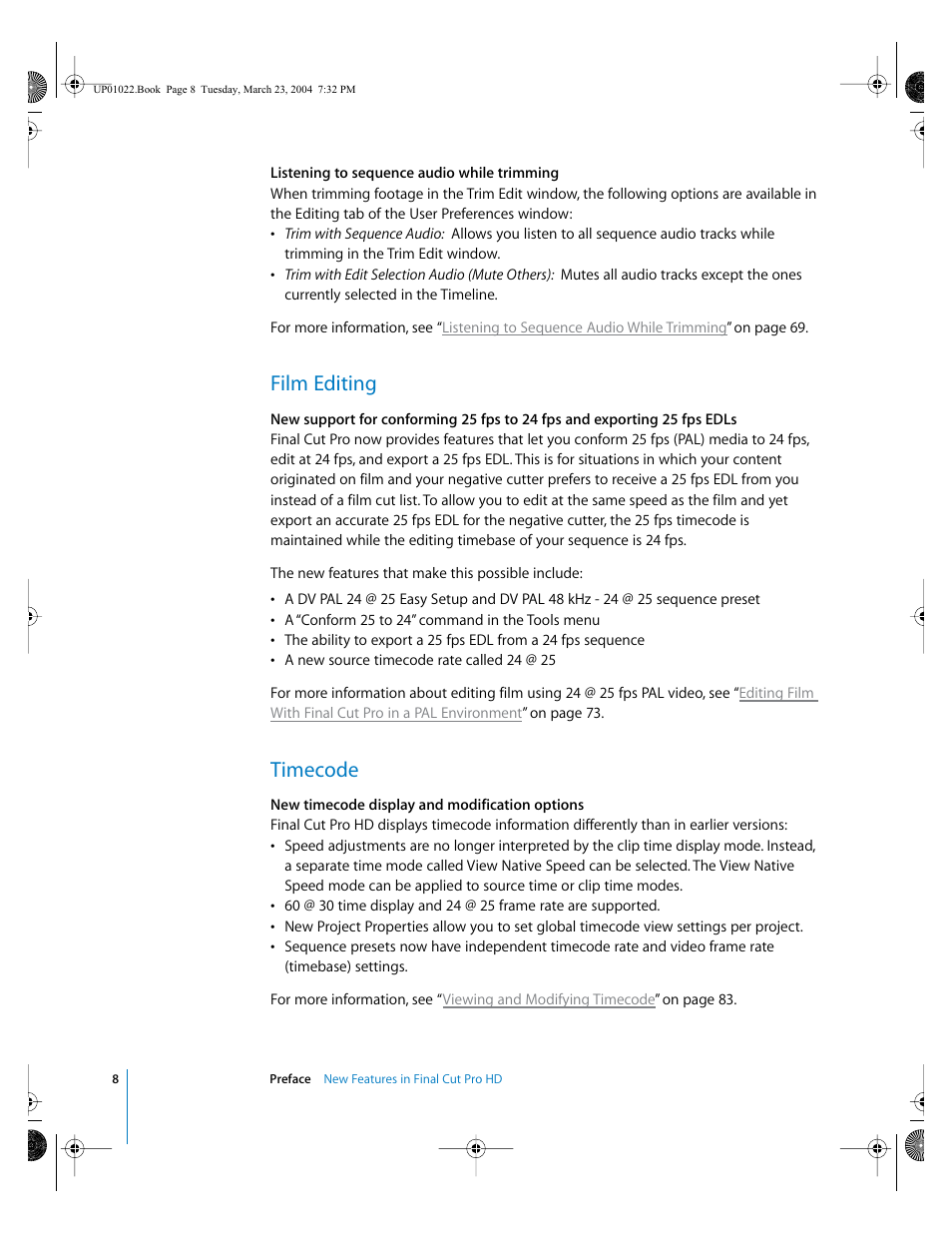 Film editing, Timecode | Apple Final Cut Pro HD (4.5): New Features User Manual | Page 8 / 125