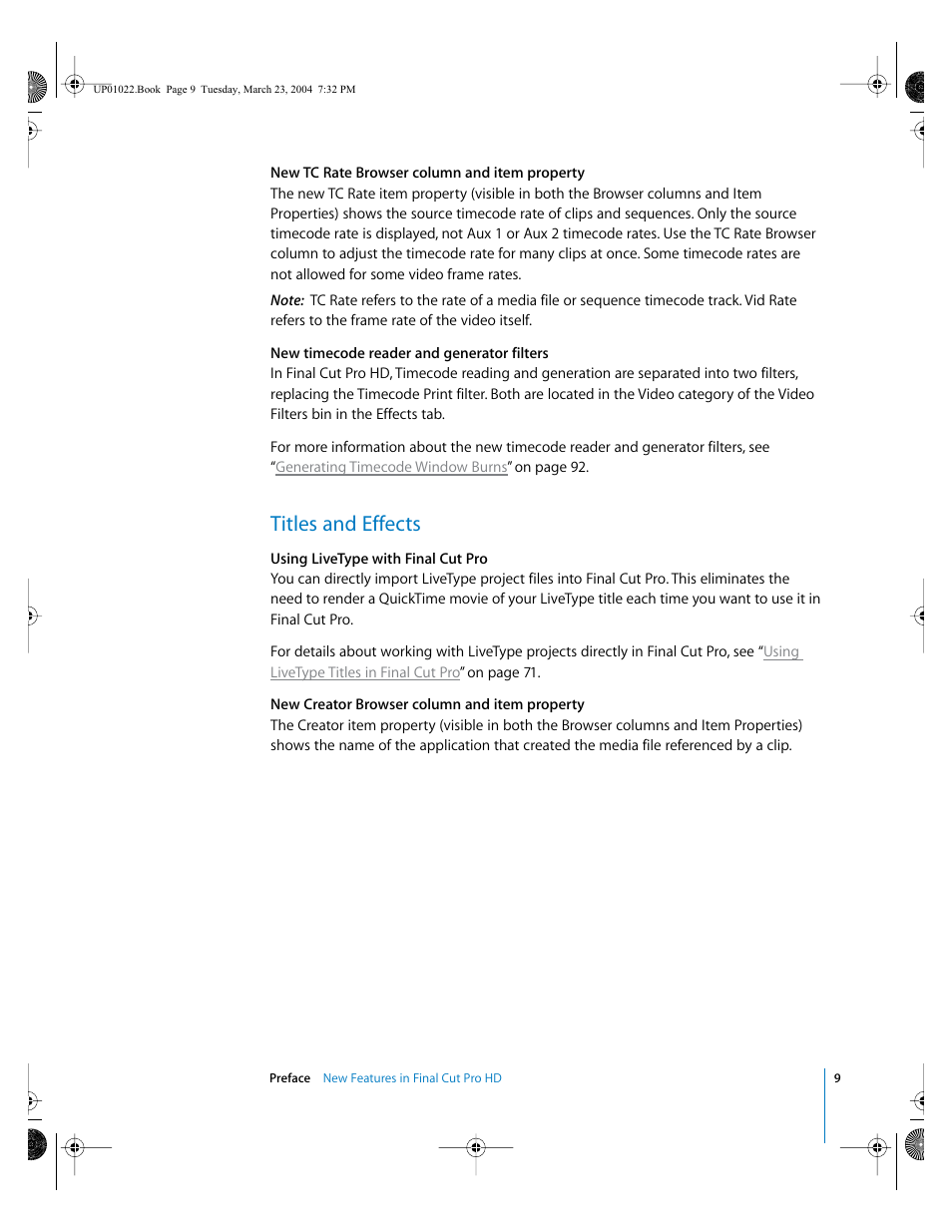 Titles and effects | Apple Final Cut Pro HD (4.5): New Features User Manual | Page 9 / 125