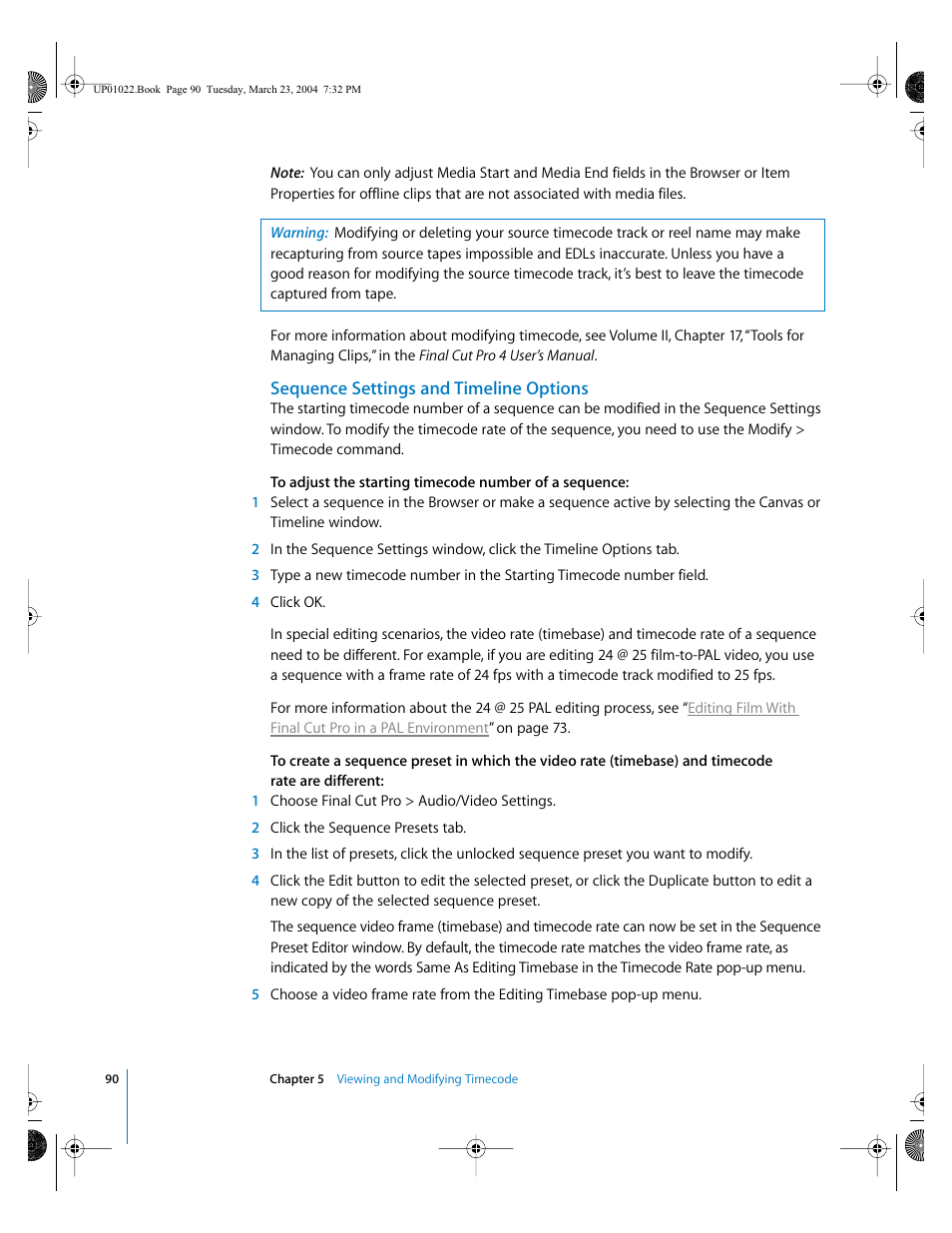Sequence settings and timeline options | Apple Final Cut Pro HD (4.5): New Features User Manual | Page 90 / 125