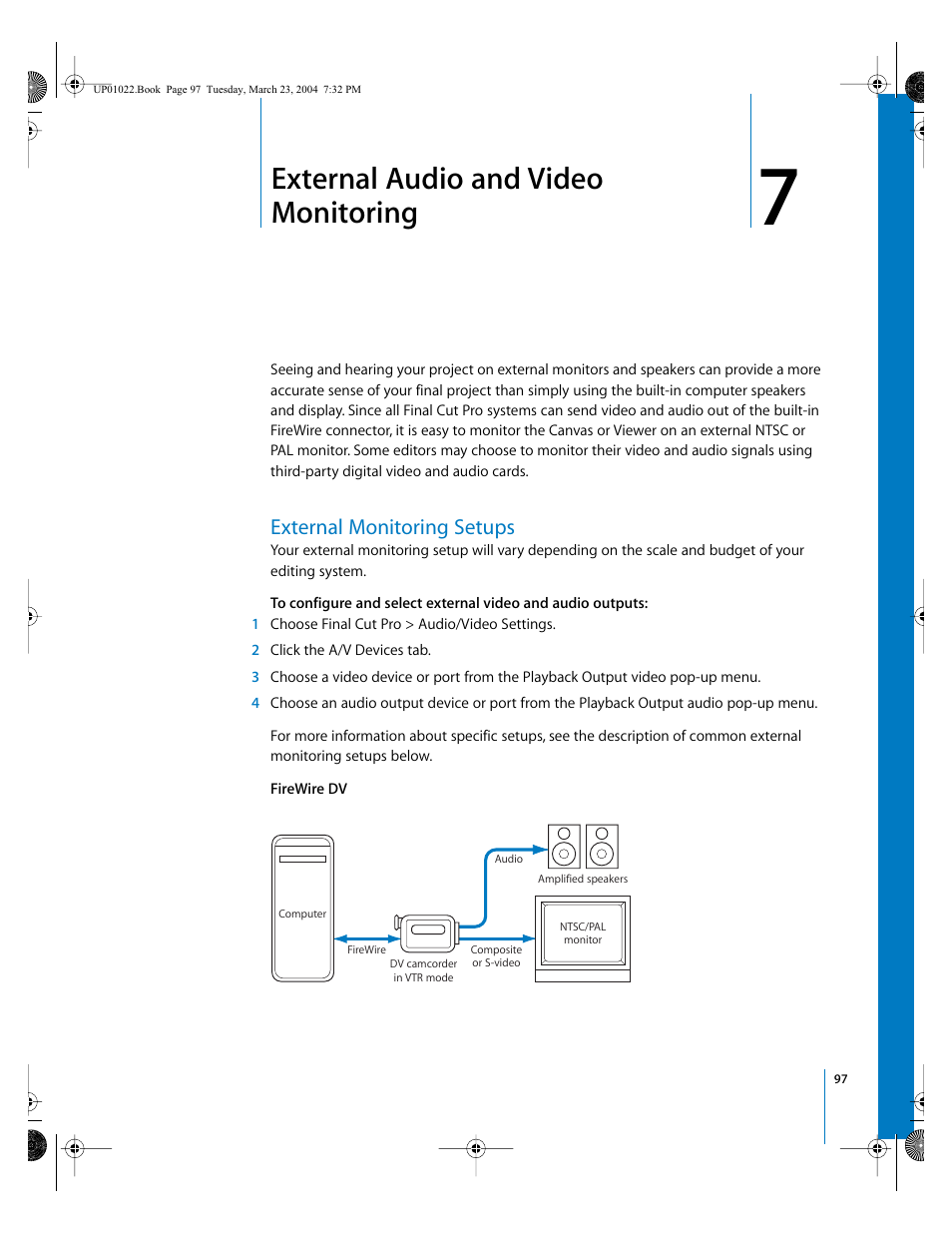 External audio and video monitoring, External monitoring setups, Chapter | Apple Final Cut Pro HD (4.5): New Features User Manual | Page 97 / 125