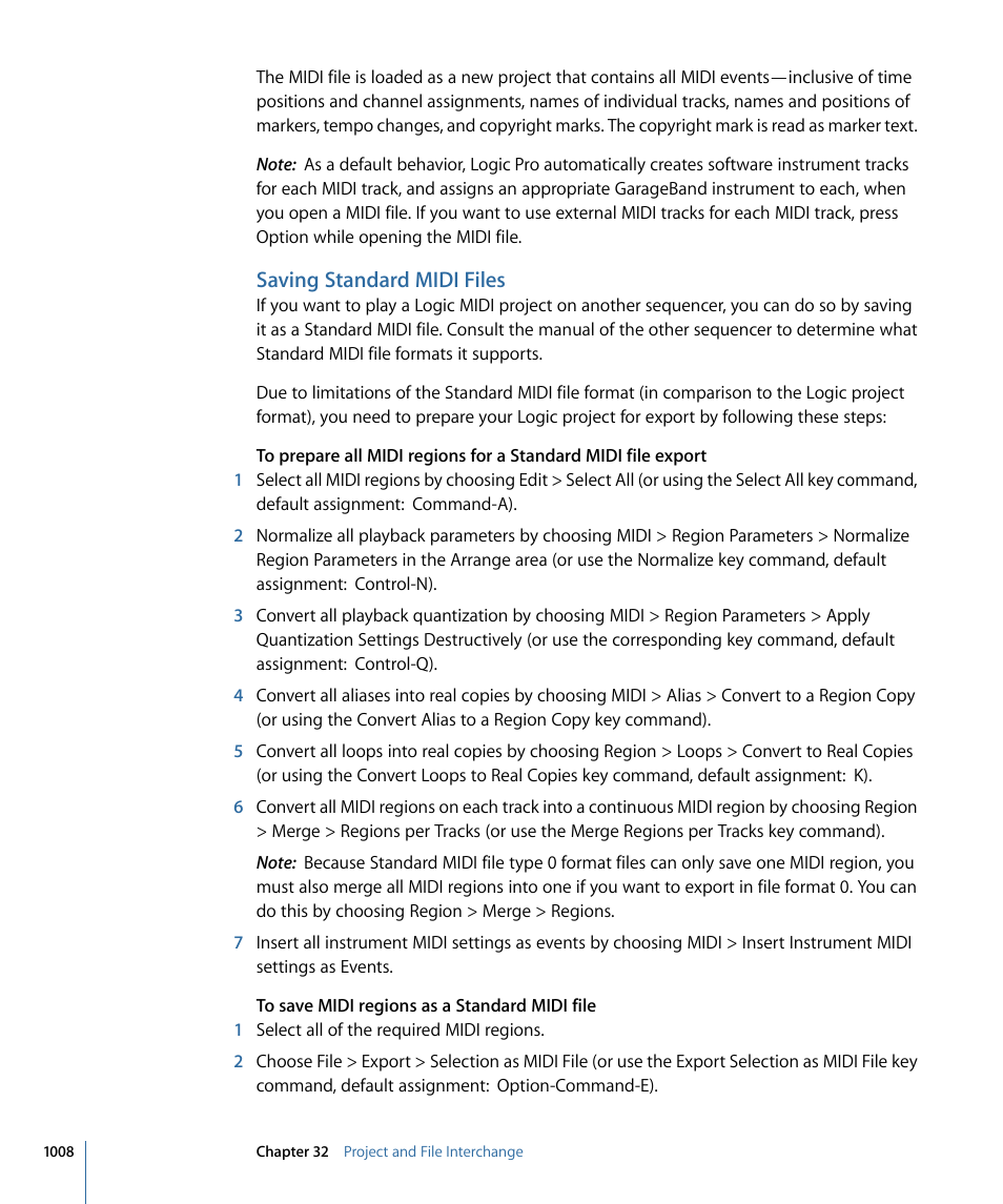 Saving standard midi files | Apple Logic Pro 9 User Manual | Page 1008 / 1340