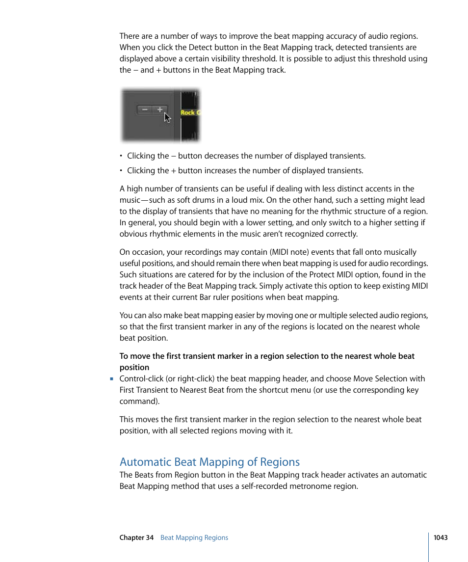 Automatic beat mapping of regions | Apple Logic Pro 9 User Manual | Page 1043 / 1340