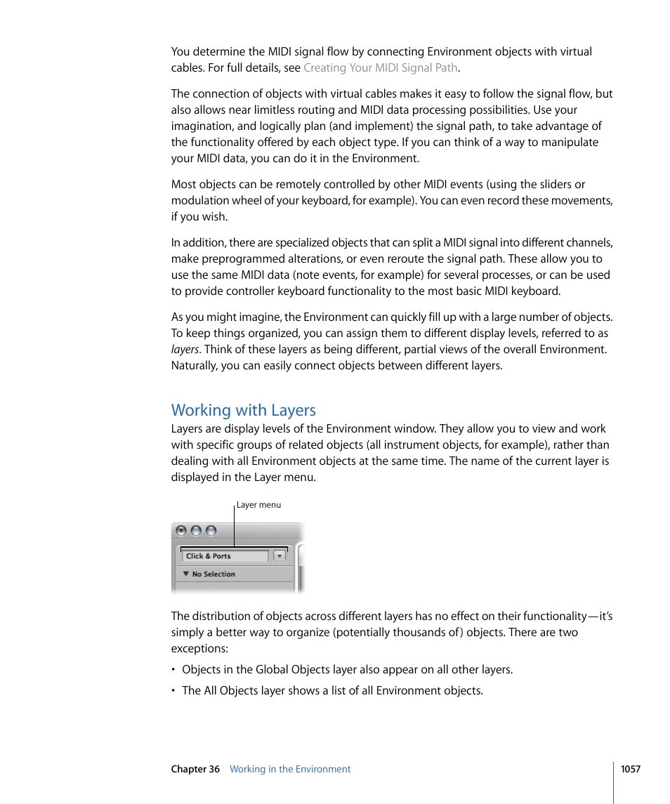 Working with layers | Apple Logic Pro 9 User Manual | Page 1057 / 1340