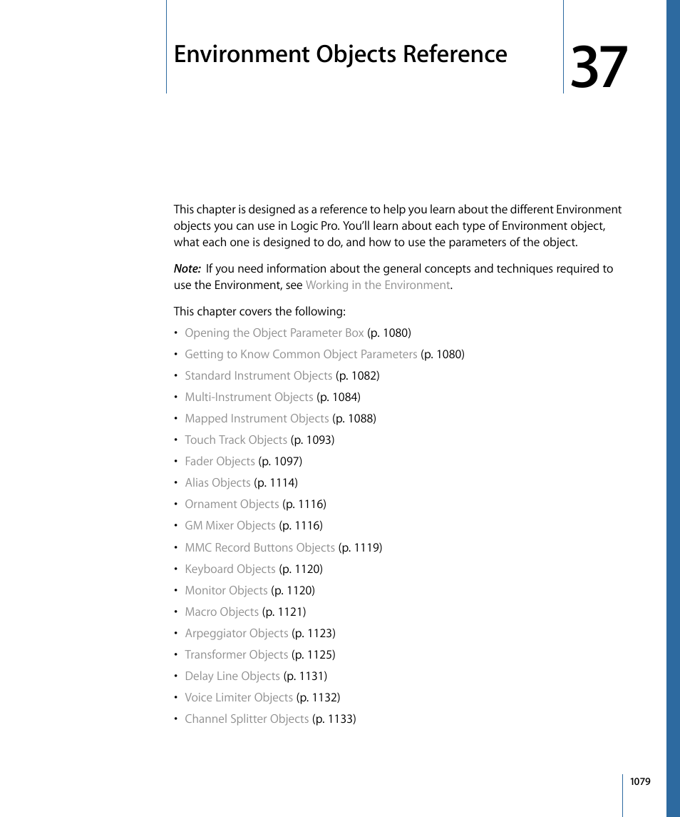 Environment objects reference | Apple Logic Pro 9 User Manual | Page 1079 / 1340