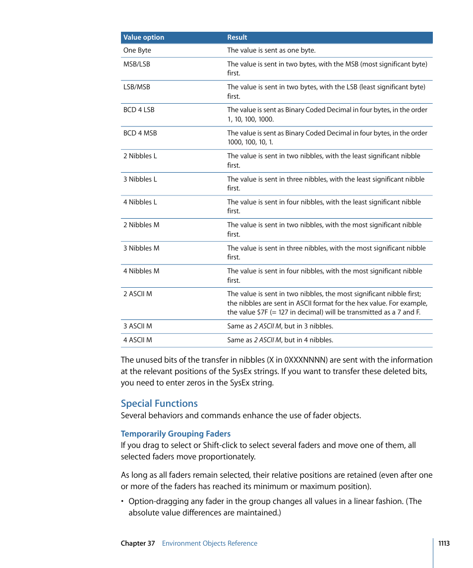 Special functions, Temporarily grouping faders | Apple Logic Pro 9 User Manual | Page 1113 / 1340