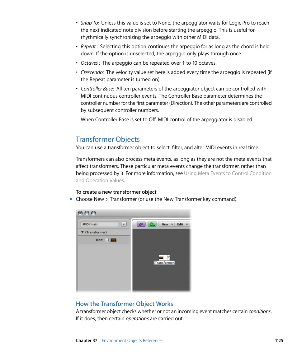 Transformer objects, How the transformer object works | Apple Logic Pro 9 User Manual | Page 1125 / 1340