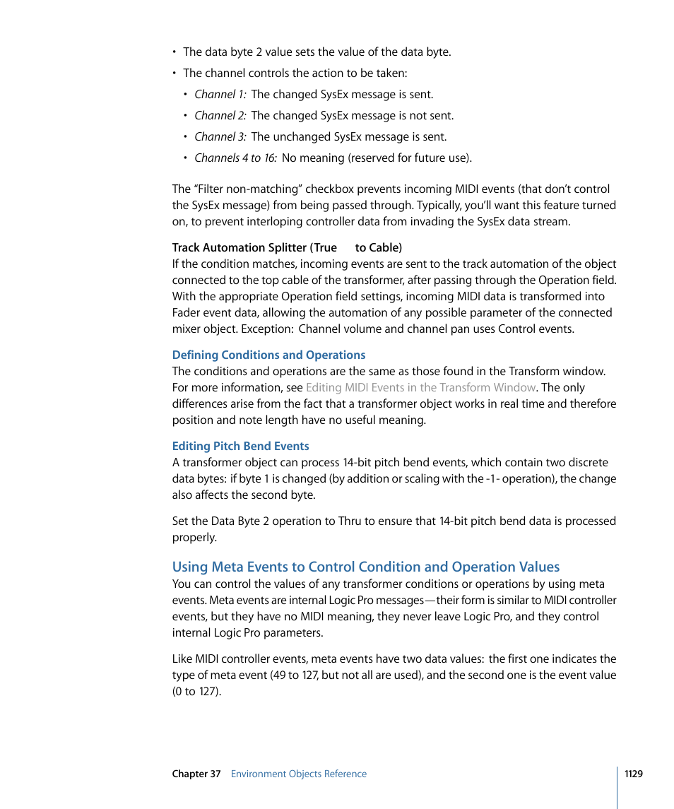 Defining conditions and operations, Editing pitch bend events | Apple Logic Pro 9 User Manual | Page 1129 / 1340