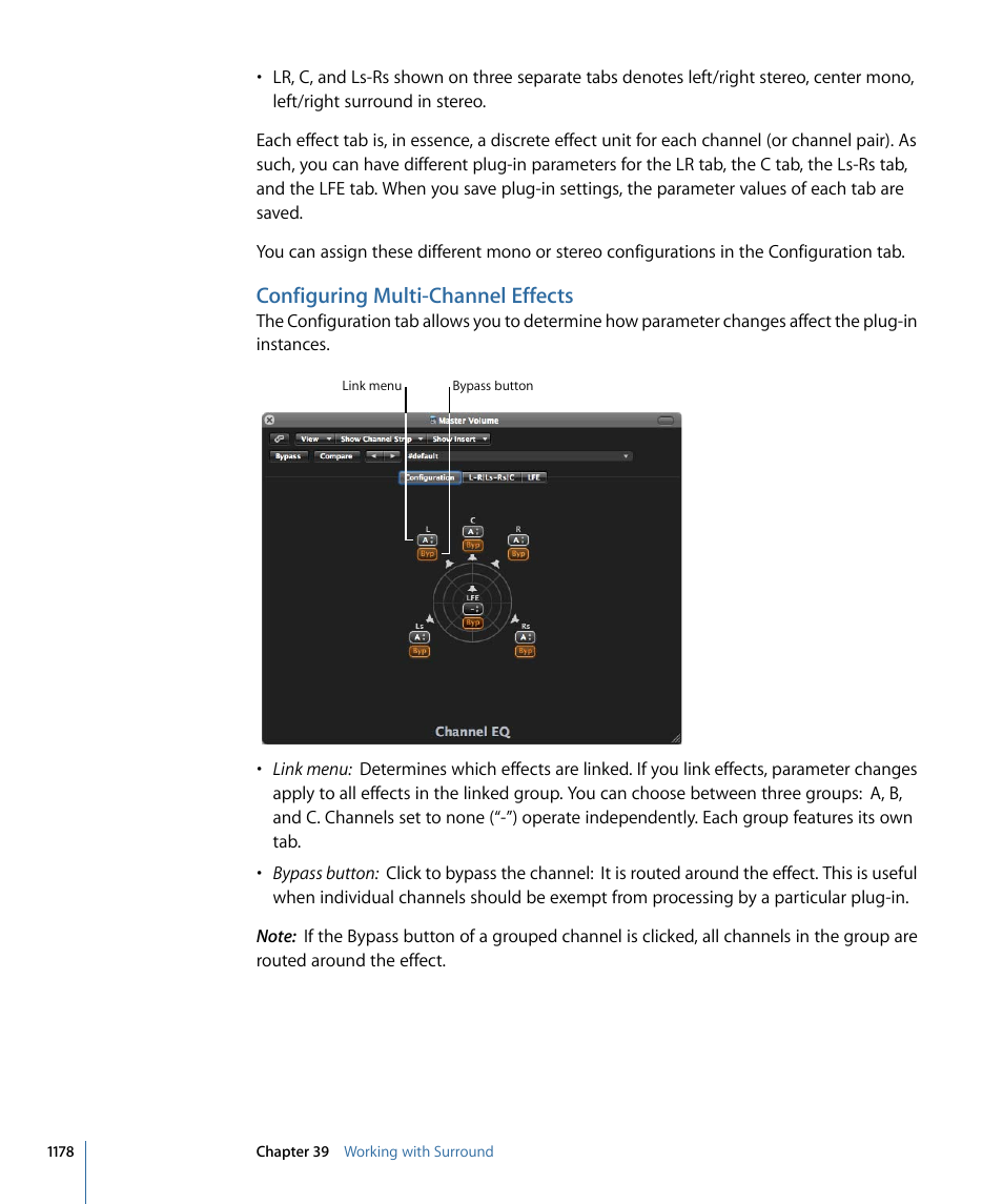 Configuring multi-channel effects | Apple Logic Pro 9 User Manual | Page 1178 / 1340