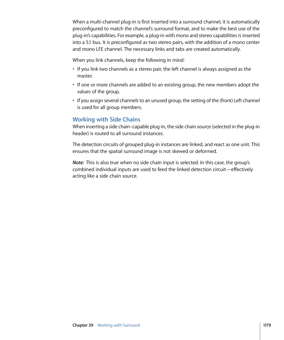 Working with side chains | Apple Logic Pro 9 User Manual | Page 1179 / 1340