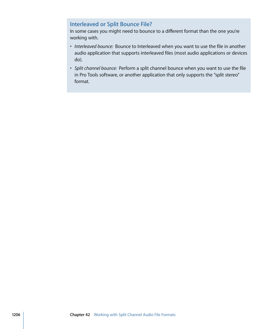 Interleaved or split bounce file | Apple Logic Pro 9 User Manual | Page 1206 / 1340