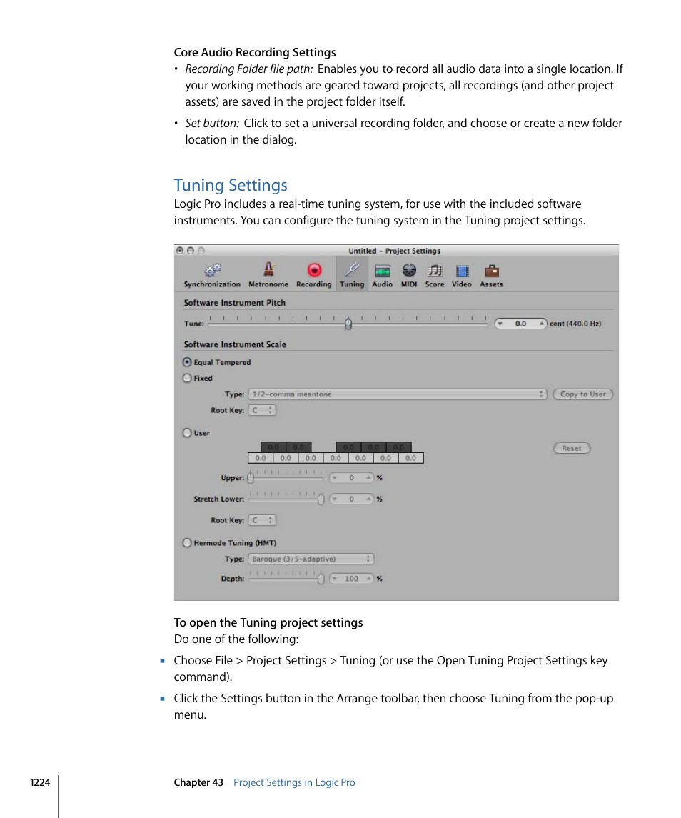 Tuning settings | Apple Logic Pro 9 User Manual | Page 1224 / 1340