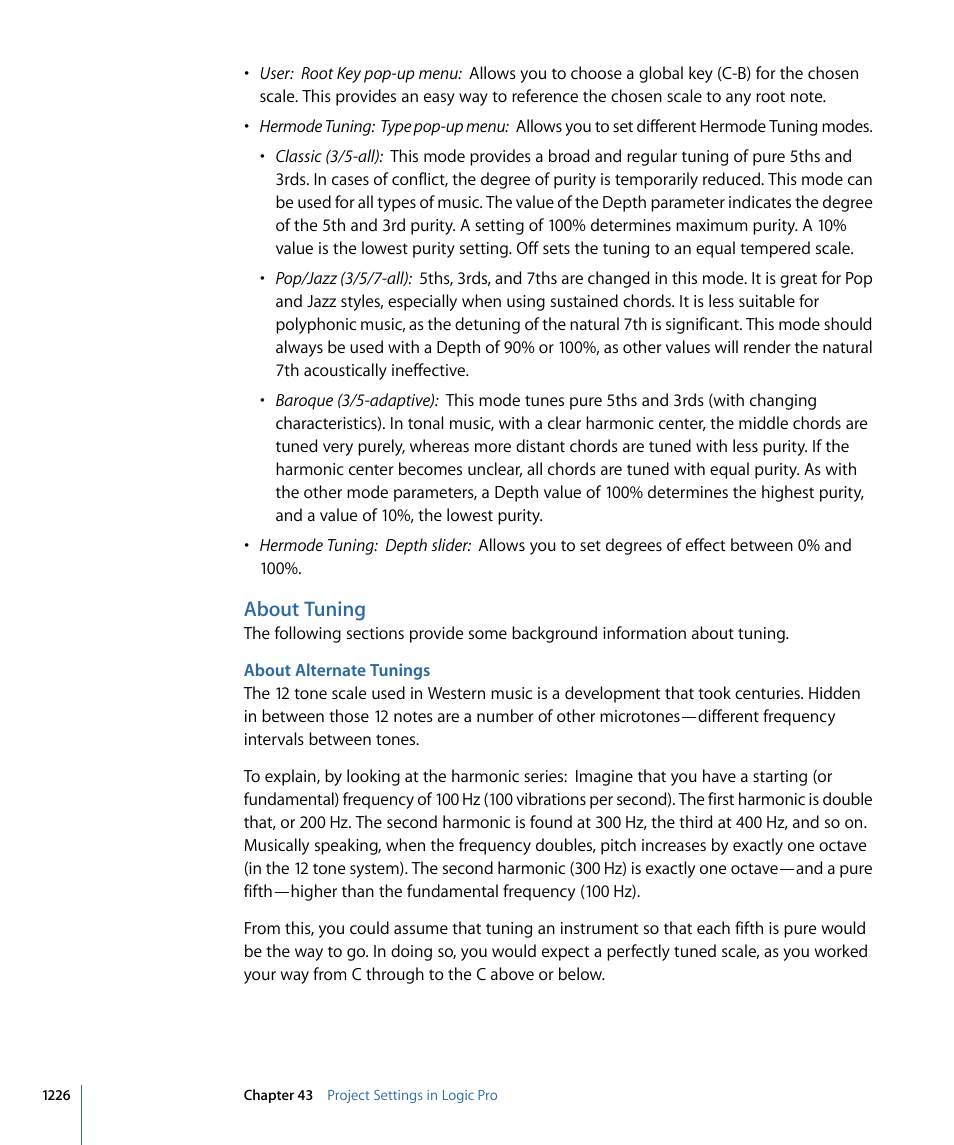 About tuning, About alternate tunings | Apple Logic Pro 9 User Manual | Page 1226 / 1340