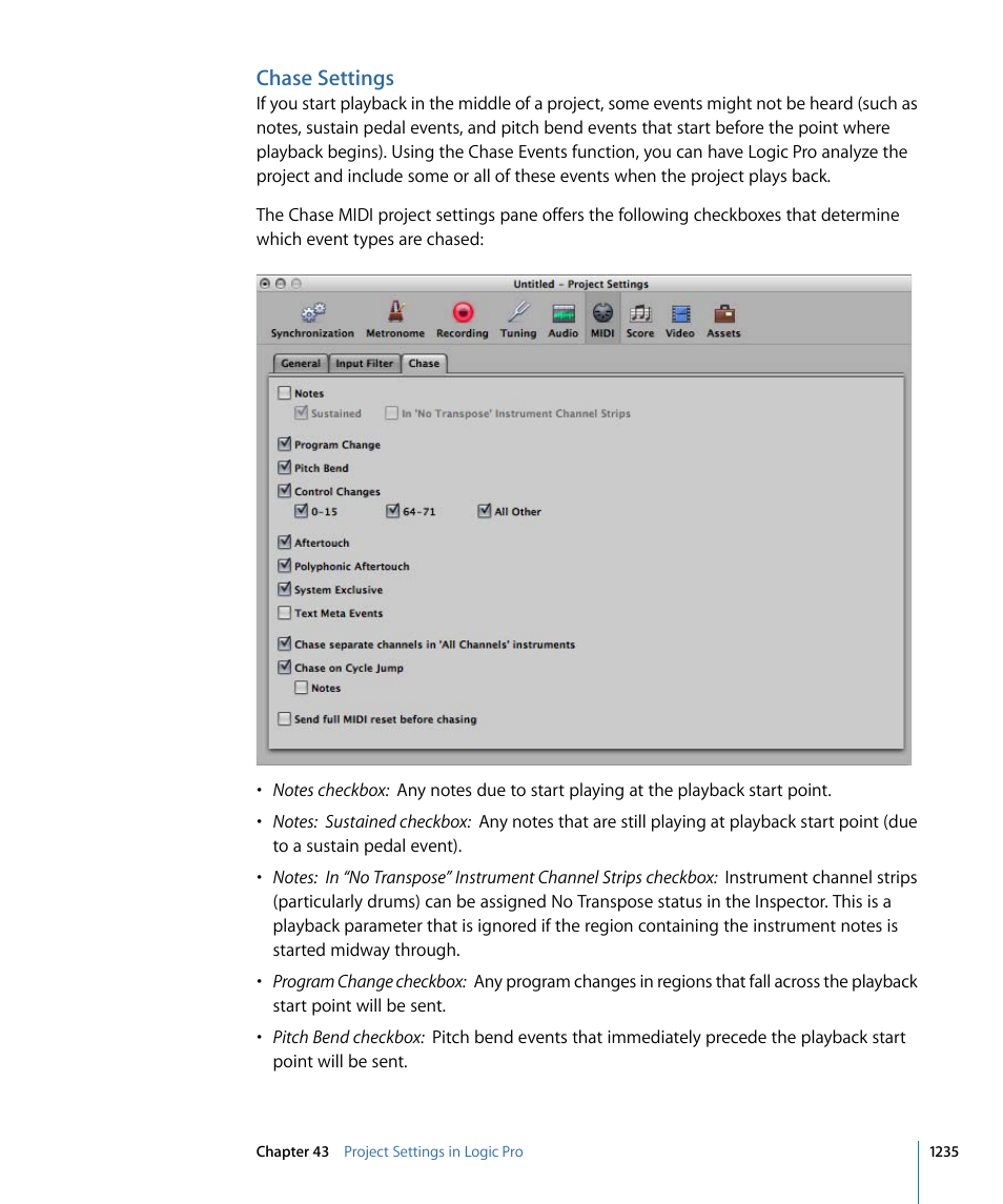 Chase settings | Apple Logic Pro 9 User Manual | Page 1235 / 1340