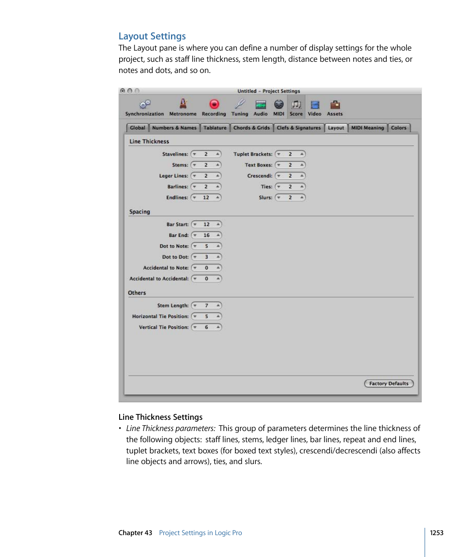 Layout settings | Apple Logic Pro 9 User Manual | Page 1253 / 1340