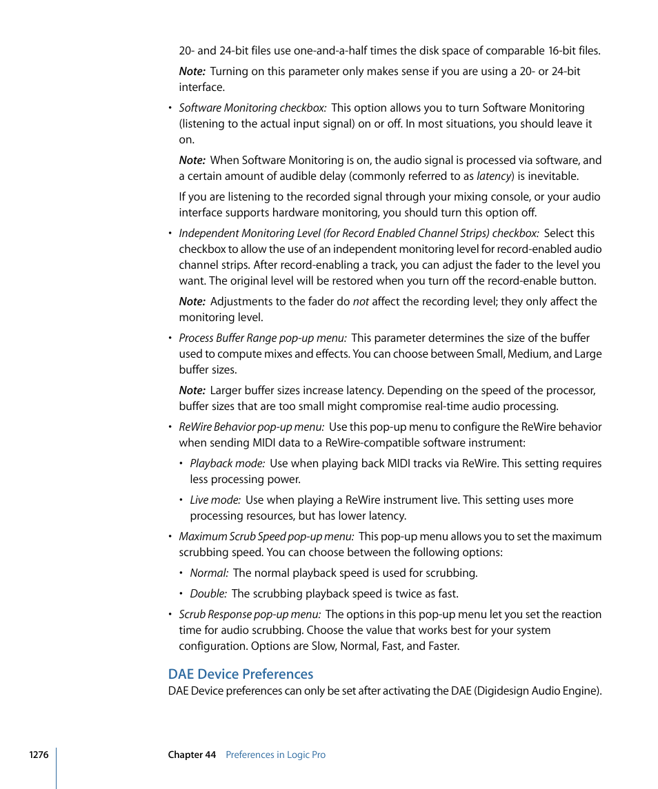 Dae device preferences | Apple Logic Pro 9 User Manual | Page 1276 / 1340