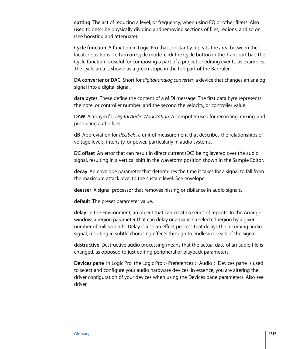 Apple Logic Pro 9 User Manual | Page 1315 / 1340