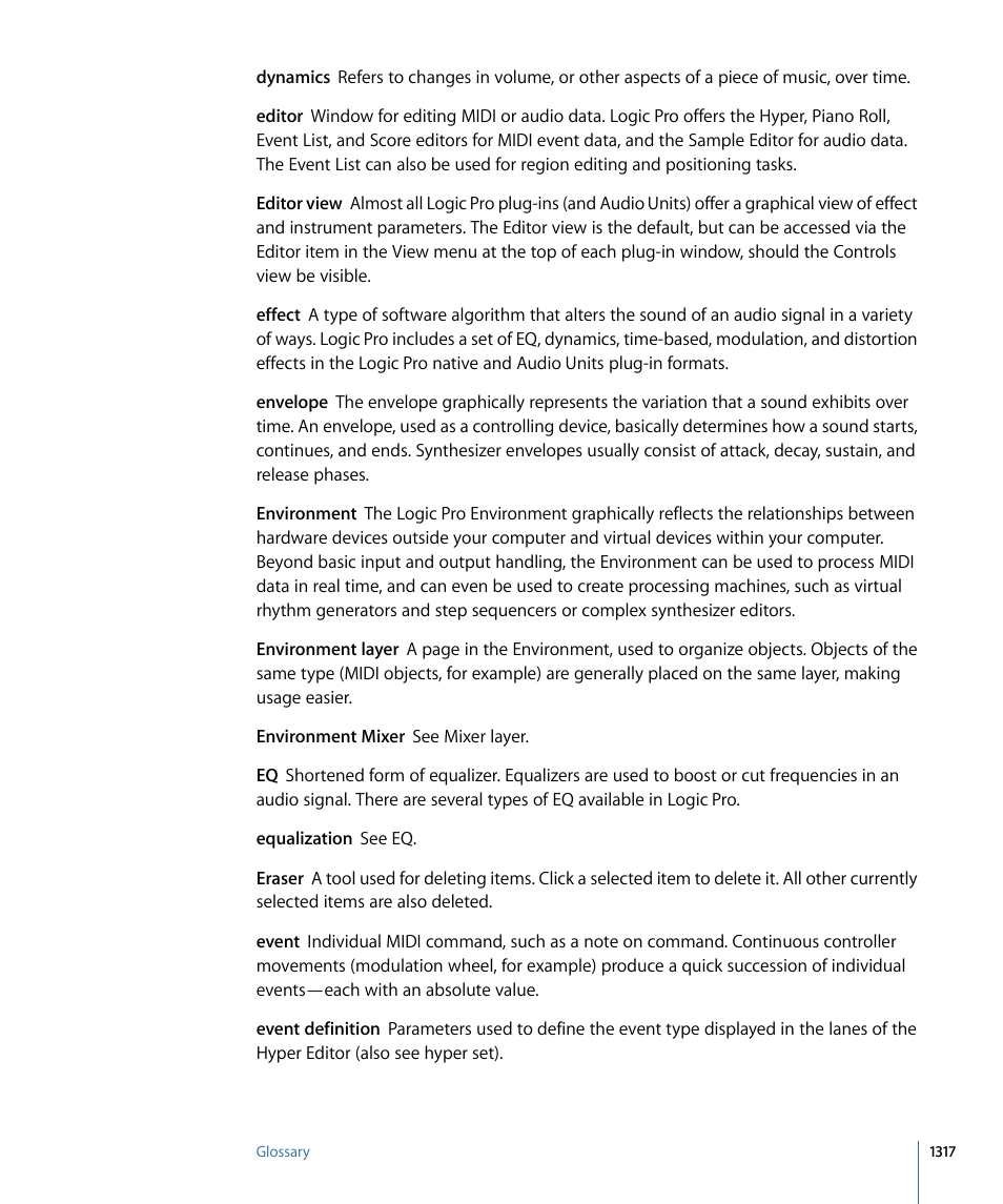 Apple Logic Pro 9 User Manual | Page 1317 / 1340