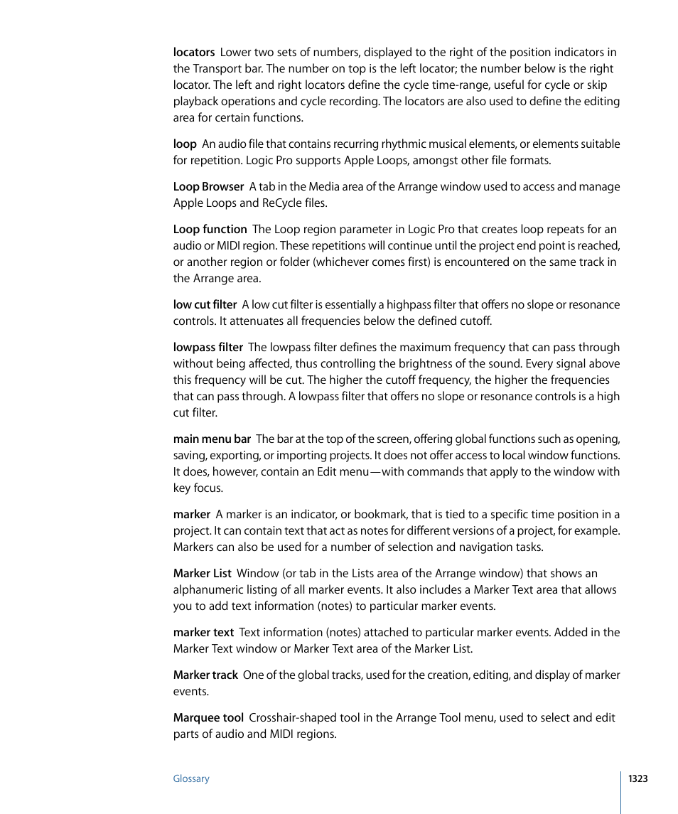 Apple Logic Pro 9 User Manual | Page 1323 / 1340